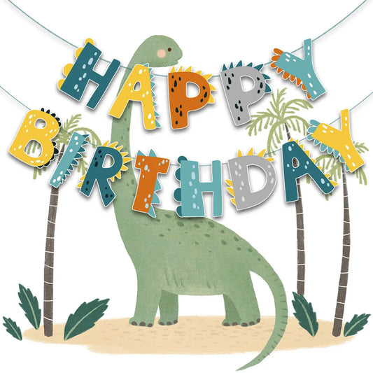 Dinosaur Themed Birthday Banner – Happy Birthday Party Decoration